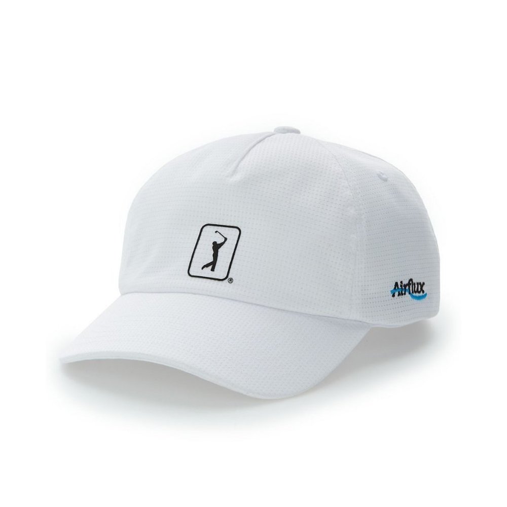 Men's Adjustable PGA Tour Logo Fairway Mesh Golf Cap WHITE Breathable Hat